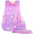 Children's day pack Set Custom Waterproof Girls Butterfly Printing Bookbags with Lunch Bag and Pencil Case